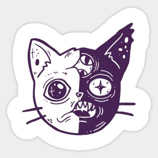 Split Moon Monster Cat Sticker